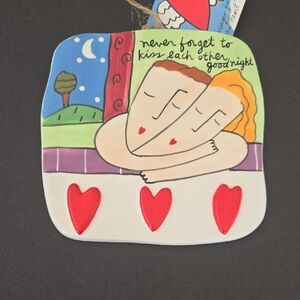 Silvestri Ceramic Wall Art Designed by Sandra Magsamen Kiss Heart Design NEW